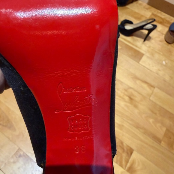 Christian Louboutin Black Bow Slingback Peep Toe Heels - Picture 4 of 4